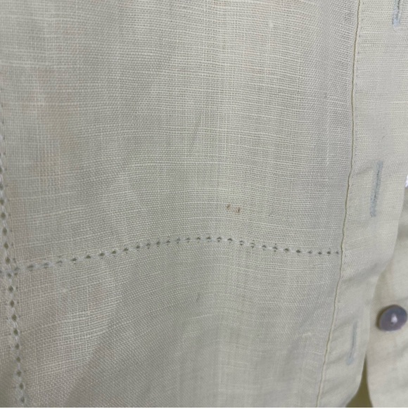 Edward 100% Irish linen yellow button down blouse - Picture 4 of 7